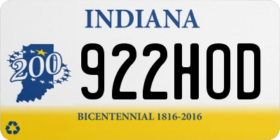 IN license plate 922HOD