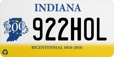 IN license plate 922HOL