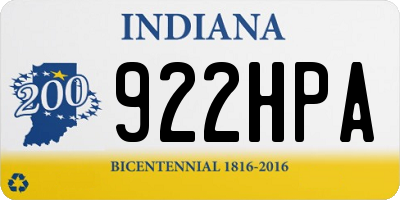 IN license plate 922HPA