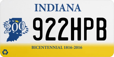 IN license plate 922HPB