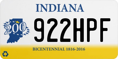 IN license plate 922HPF