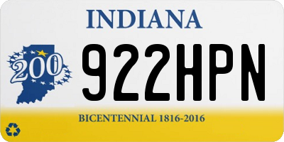 IN license plate 922HPN