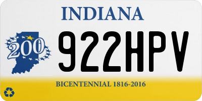 IN license plate 922HPV