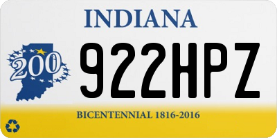 IN license plate 922HPZ