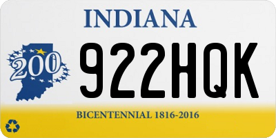 IN license plate 922HQK