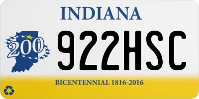 IN license plate 922HSC