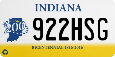 IN license plate 922HSG