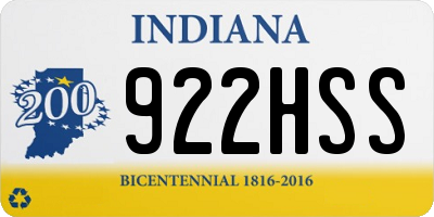 IN license plate 922HSS