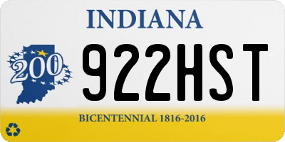 IN license plate 922HST
