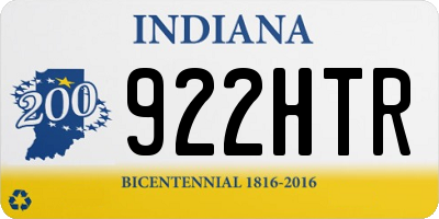 IN license plate 922HTR