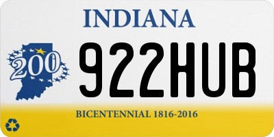 IN license plate 922HUB