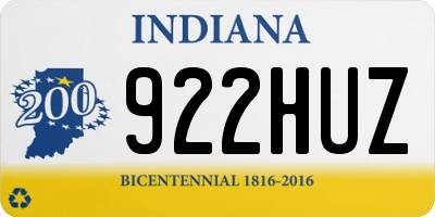 IN license plate 922HUZ