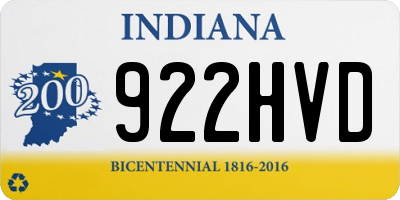 IN license plate 922HVD