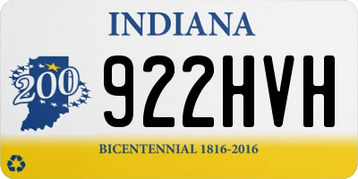 IN license plate 922HVH