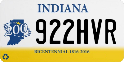IN license plate 922HVR