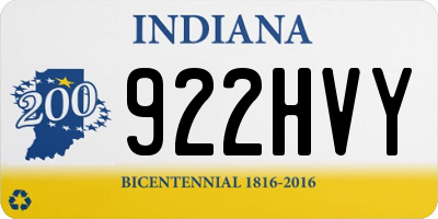 IN license plate 922HVY