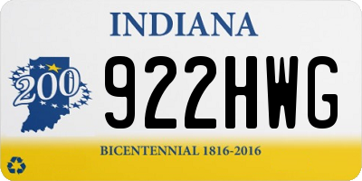 IN license plate 922HWG