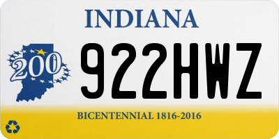 IN license plate 922HWZ