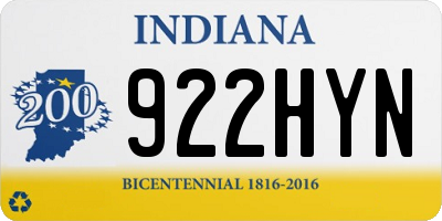 IN license plate 922HYN