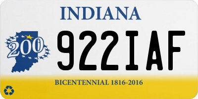 IN license plate 922IAF