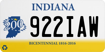 IN license plate 922IAW