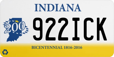 IN license plate 922ICK