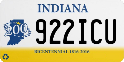 IN license plate 922ICU