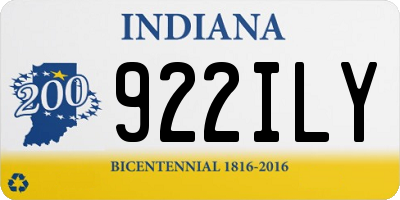 IN license plate 922ILY