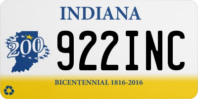 IN license plate 922INC