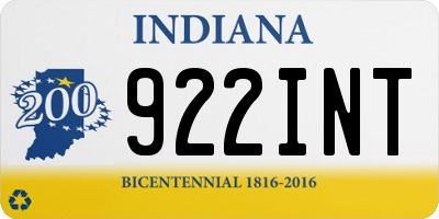 IN license plate 922INT