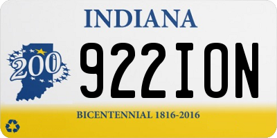 IN license plate 922ION