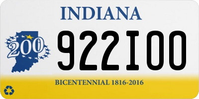 IN license plate 922IOO