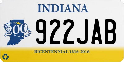 IN license plate 922JAB