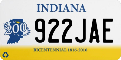 IN license plate 922JAE