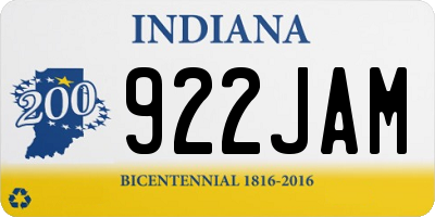 IN license plate 922JAM