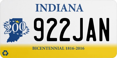 IN license plate 922JAN