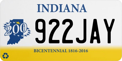 IN license plate 922JAY