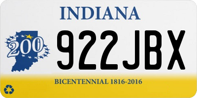 IN license plate 922JBX