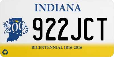 IN license plate 922JCT