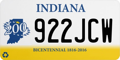IN license plate 922JCW