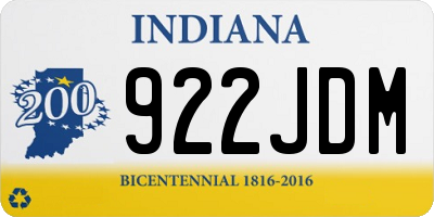 IN license plate 922JDM