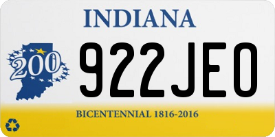 IN license plate 922JEO
