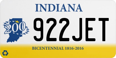IN license plate 922JET