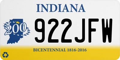 IN license plate 922JFW
