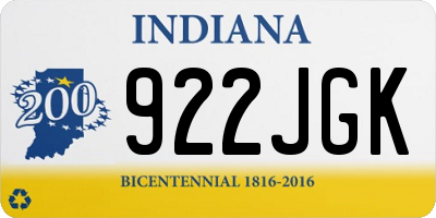IN license plate 922JGK