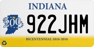 IN license plate 922JHM