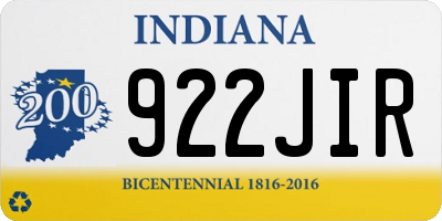 IN license plate 922JIR