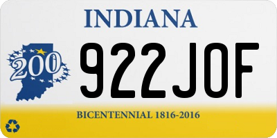 IN license plate 922JOF