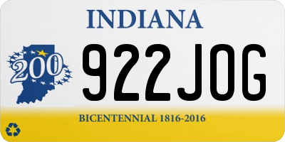 IN license plate 922JOG