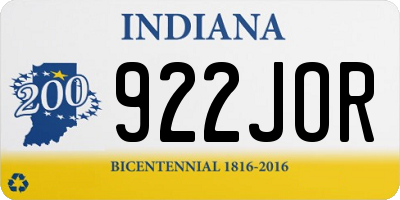 IN license plate 922JOR